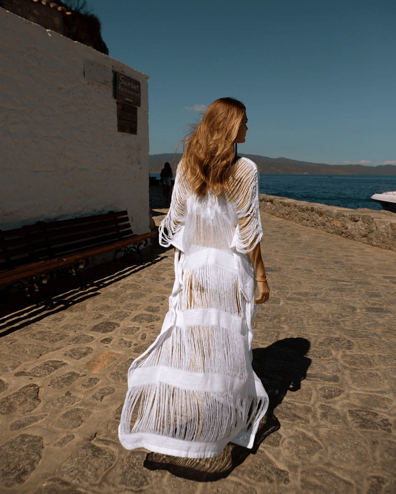 Cassia Long Kaftan - ONE SIZE / White Cassia Long Kaftan - ONE SIZE / White